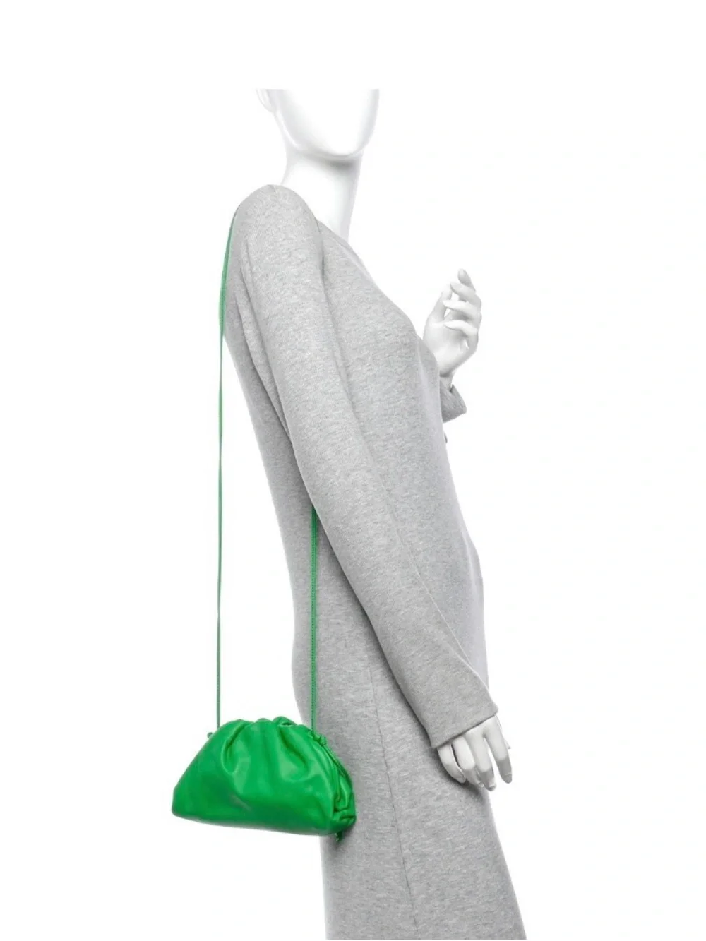 Bottega Veneta Bright Green Leather Drawstring Pouch